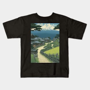 street of japan kawase hasui style art Kids T-Shirt